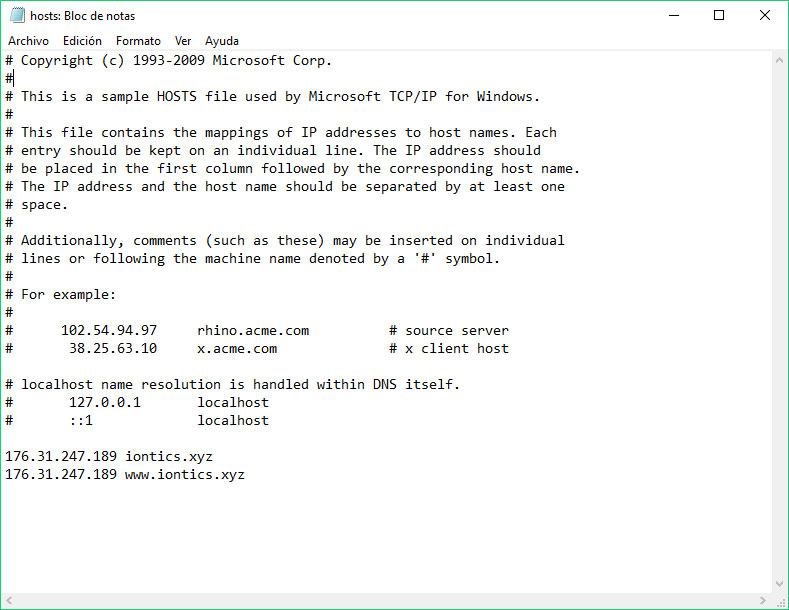 modificar archivo vhosts