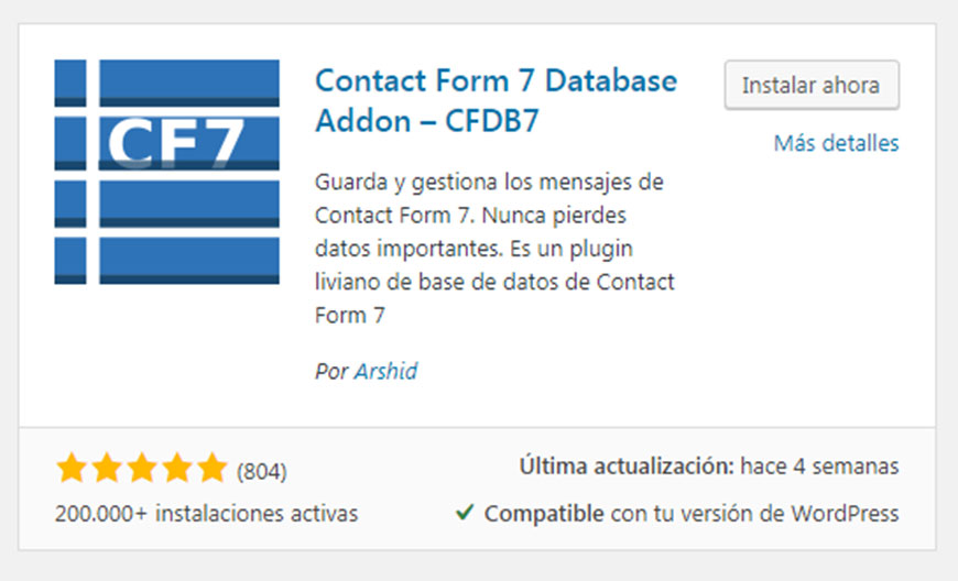 Instalación addon CFDB7