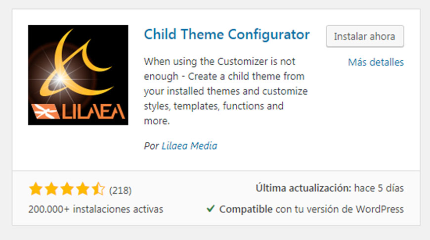 Instalar Child Theme Configurator
