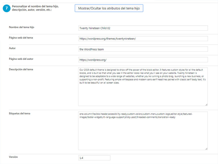Paso 7: Child Theme Configurator