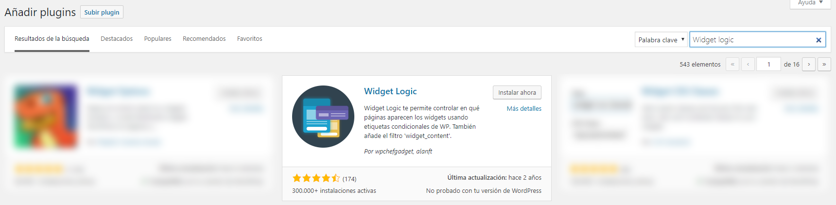 Mostrar widgets en determinadas paginas